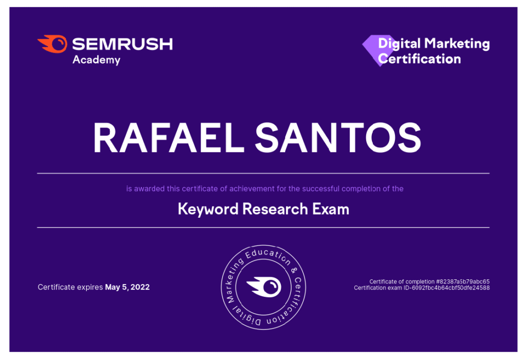 certificado rafa de atlanta do semrush